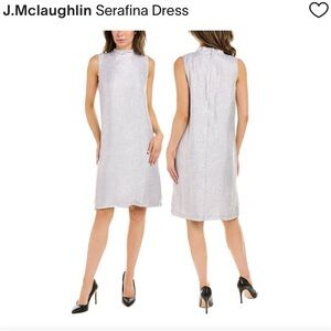 J. McLaughlin Gray Sheath Dress Sleeveless Mock Neck